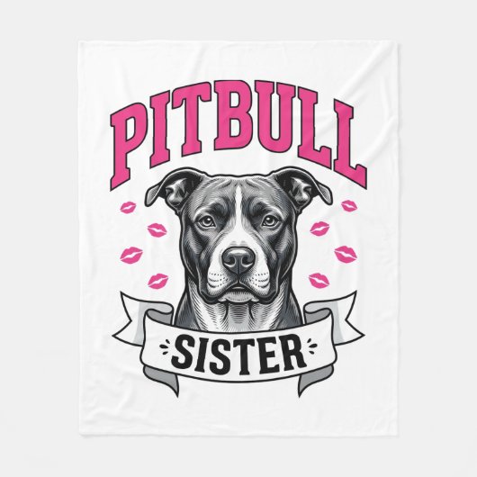 Couverture Polaire Conception vectorielle de sœur Pitbull amateur de (Devant)