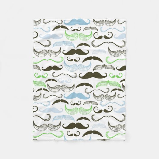 Couverture Polaire Conception verte, bleue et noire de moustache (Devant)