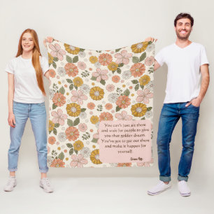 Couverture Polaire Conception vintage de fleurs avec message inspiran