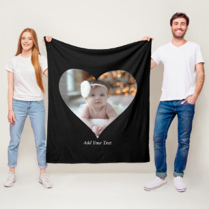 Couverture Polaire Concevez votre propre photo en forme de coeur uniq