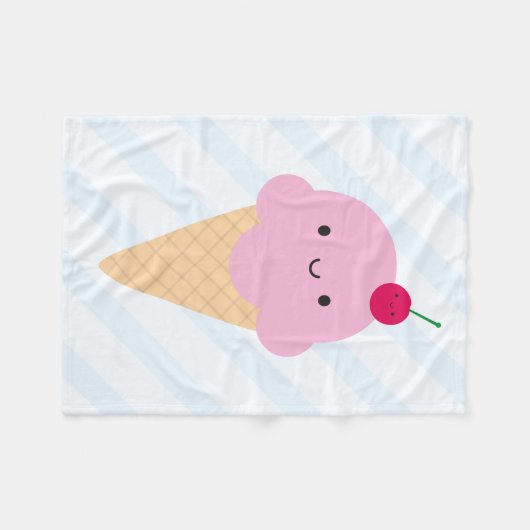 Couverture Polaire Cone de crème glacée Kawaii (Devant (Horizontal))