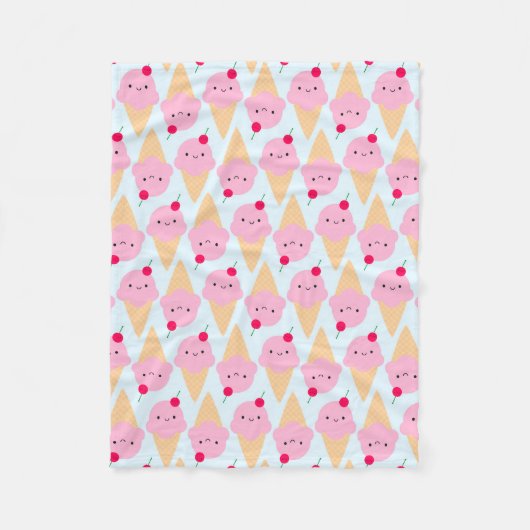 Couverture Polaire Cônes de crème glacée Kawaii (Devant)