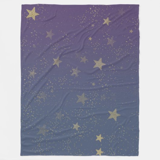 Couverture Polaire Confetti violet Gold Stars (Devant)