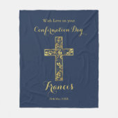 Couverture Polaire Confirmation de croix bleu or garçons (Devant)