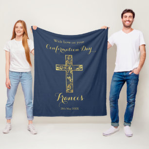 Couverture Polaire Confirmation de croix d'or bleu