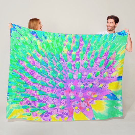 Couverture Polaire Confleur Abstrait bleu turquoise et violet (En situation)
