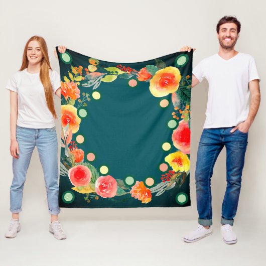 Couverture Polaire Confort fleuri charmant forme ronde impression de (En situation)