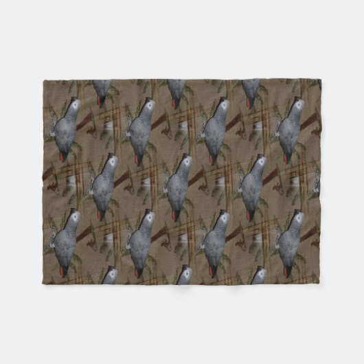 Couverture Polaire Congo Le perroquet gris au sol (Devant (Horizontal))