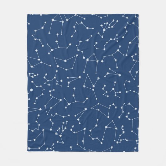 Couverture Polaire Constellations blanches sans couture sur fond bleu (Devant)