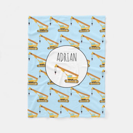 Couverture Polaire Construction de grue Camion Bébé Nom personnalisé (Devant)