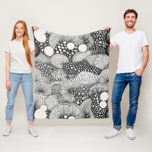 Couverture Polaire Contraste Abstrait Noir Blanc Mouvement Visuel