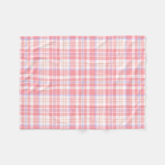 Couverture Polaire Contrôle bleu blanc rose Girly du plaid | (Devant (Horizontal))