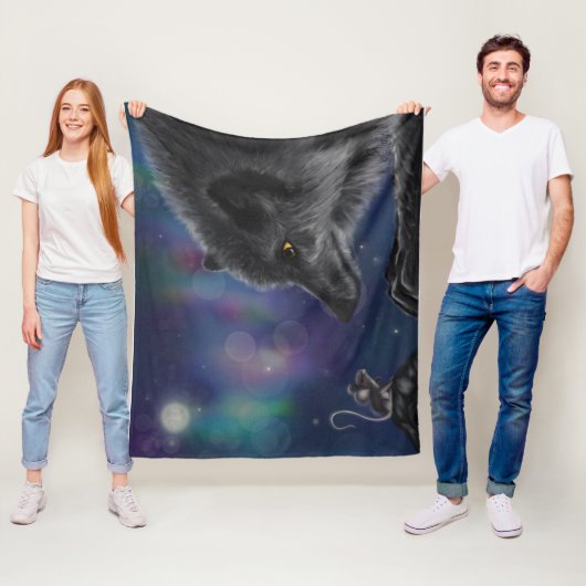 Couverture Polaire Conversation Whimsical : Loup et souris (En situation)