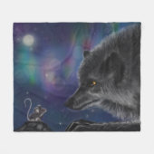 Couverture Polaire Conversation Whimsical : Loup et souris (Devant (Horizontal))