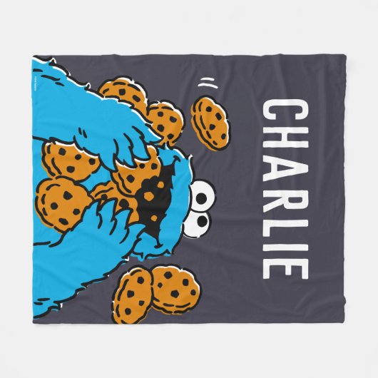 Couverture Polaire Cookie Monster Eating All the Cookies (Devant (Horizontal))