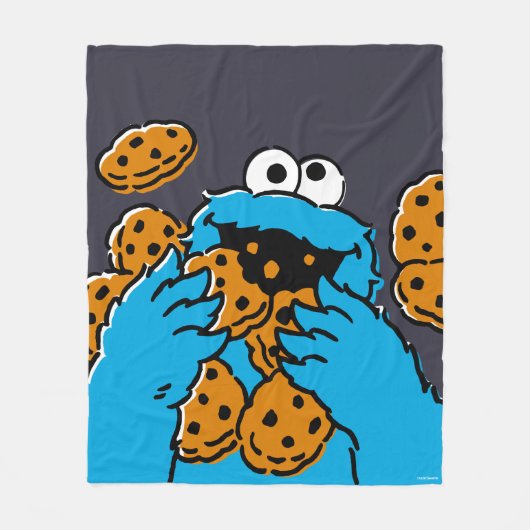 Couverture Polaire Cookie Monster Eating All the Cookies (Devant)
