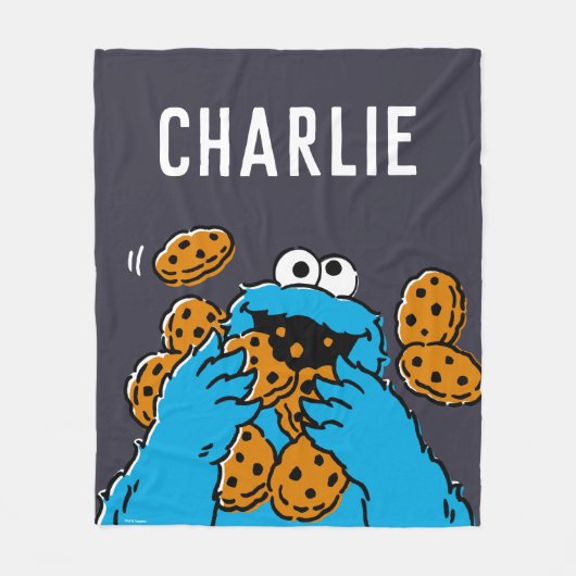 Couverture Polaire Cookie Monster mangeant tous les cookies (Devant)