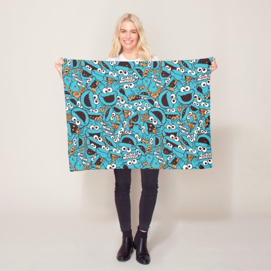 Couverture Polaire Cookie Monster | Nom Nom Nom Nom Motif (En situation)