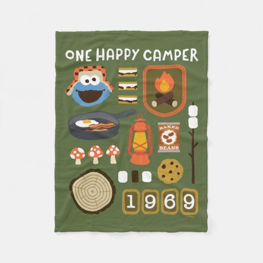 Couverture Polaire Cookie Monster | Un Camper Heureux (Devant)