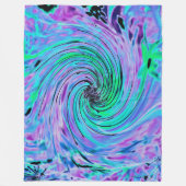 Couverture Polaire Cool Abstrait de chaux vert et violet floral (Devant)