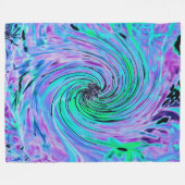 Couverture Polaire Cool Abstrait de chaux vert et violet floral (Devant (Horizontal))