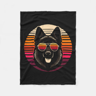 Couverture Polaire Cool allemand berger chien retro Sunset Art Style