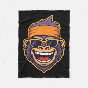 Couverture Polaire Cool Ape Gorilla Head Funky Monkey Retro Bandana C