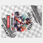 Couverture Polaire Cool Aquarelle Sport Voiture Course Garçon Blanche (Devant (Horizontal))