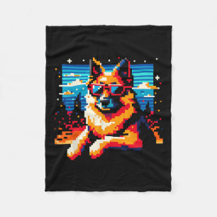 Couverture Polaire Cool berger allemand chien Pixel style d'art Noël