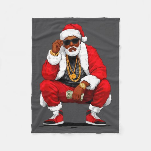 Couverture Polaire Cool Black Man Santa Claus Christmas African Ameri (Devant)