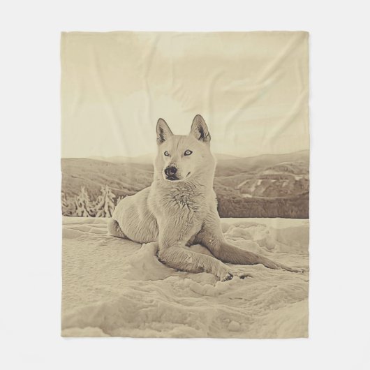 Couverture Polaire Cool Blanc Husky Et Cadeaux De Neige Amateurs (Devant)