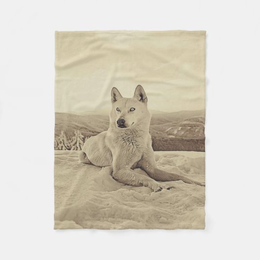 Couverture Polaire Cool Blanc Husky Et Cadeaux De Neige Amateurs (Devant)