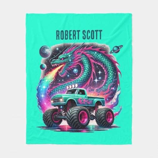 Couverture Polaire Cool boys monster truck ajouter nom (Devant)