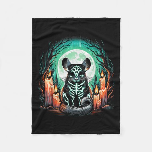 Couverture Polaire Cool Chinchilla Skeleton Halloween Christmas Birth (Devant)