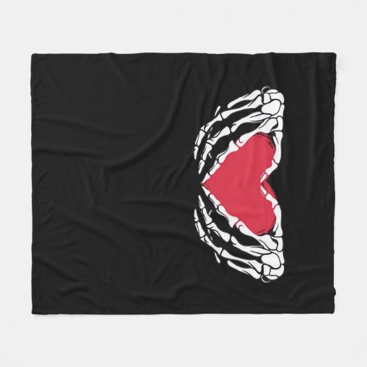 Couverture Polaire Cool Classic Funny Skeleton Mains Coeur - Valentin (Devant (Horizontal))