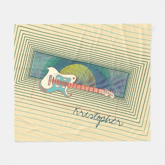 Couverture Polaire Cool de guitare électrique Turquoise rétro Nom per (Devant (Horizontal))