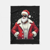 Couverture Polaire Cool de pyjama de Noël afro-américain Père Noël No (Devant)