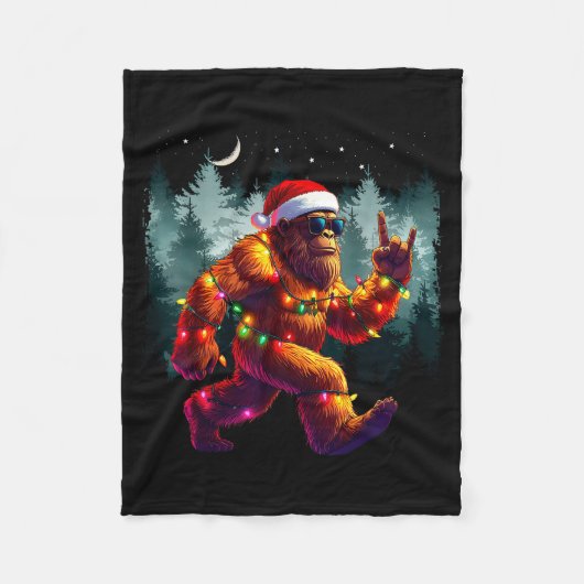 Couverture Polaire Cool Devil Horns Sasquatch Holiday Lights Christma (Devant)