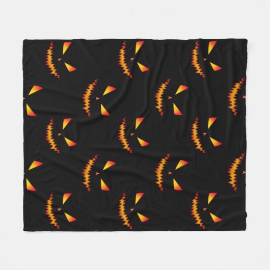 Couverture Polaire Cool effrayant Jack O'Lantern visage motif d'Hallo (Devant (Horizontal))