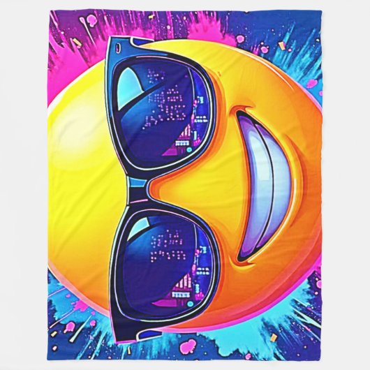 Couverture Polaire Cool 😎 Emoji Fun (Devant)