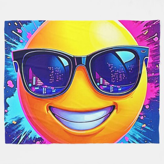 Couverture Polaire Cool 😎 Emoji Fun (Devant (Horizontal))