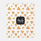 Couverture Polaire Cool et fun pizza tranches motif Monogram blanc (Devant)
