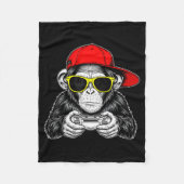 Couverture Polaire Cool Gamer Monkey With Controller Funny Gaming Vid (Devant)