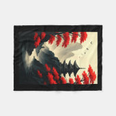 Couverture Polaire Cool Japanese Pagoda Castle Mountain Landscape Gra (Devant (Horizontal))