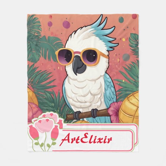Couverture Polaire Cool Kawaii Cockatoo (Devant)