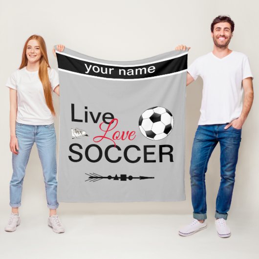 Couverture Polaire cool live amour sport de football nom d'ajout (En situation)