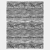 Couverture Polaire Cool Moderne Boho Black and White Motif Doodles (Devant)