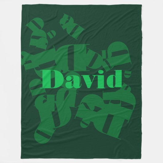 Couverture Polaire Cool moderne monogramme et nom en vert (Devant)