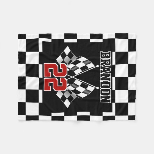 Couverture Polaire Cool personnalisé amusant noir blanc À damiers ind (Devant (Horizontal))