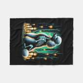 Couverture Polaire Cool Poodle Chien Squelette Halloween Chien Maman (Devant (Horizontal))